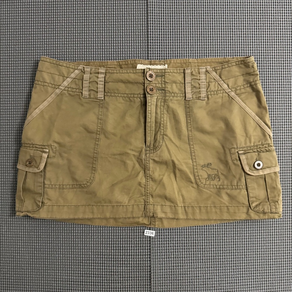Abercrombie & Fitch Women Olive Green Cargo Mini Skirt Y2K Low Rise Size 6